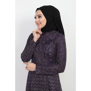 Vestido Hijab Inci Estilo Casual con Encaje, Lentejuelas y Parches, 100% Poliéster - Product Image 2
