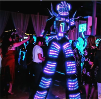 Costume de robot lumineux LED RGBWAUV avec armure, casque et tenue, télécommande et batterie rechargeable