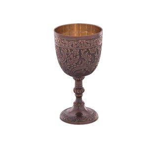 Premium Embossed Metal Vintage Goblet | Floral Pattern Decorative Chalice <b>Cup</b> <b>for</b> Parties Home Dining Collection Elegant Royal - Product Image 2