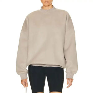 Sudadera Oem bordada personalizada de lana pesada de gran tamaño liso cuello simulado sudadera de mujer logotipo personalizado - Product Image 1