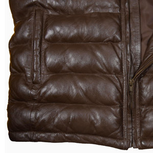 เสื้อแจ็คเก็ตหนังขนแกะแท้สำหรับผู้ชายเสื้อกั๊กแบบพอง - Product Image 5