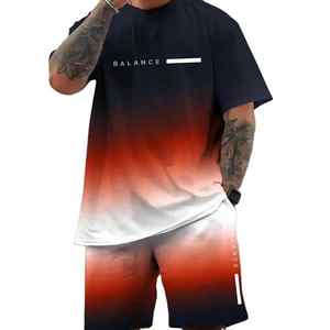 Conjunto de Camiseta y Pantalones Cortos Transpirables Impresos en 3D Personalizados 2025, Conjunto de Pantalones Cortos Casuales y Elegantes de Estilo Urbano para Hombre, 100% Poliéster, Verano - Product Image 1