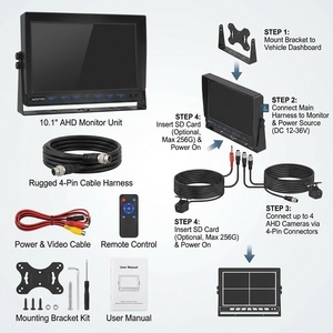 Moniteur AHD IPS 9 pouces avec affichage partagé en 2 parties | Caméra de recul DVR 1080P <span class=keywords><strong>pour</strong></span> <span class=keywords><strong>camping</strong></span>-<span class=keywords><strong>car</strong></span>, moissonneuse-batteuse, camion poubelle - Product Image 5