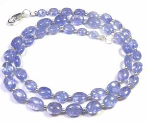 Collar de Tanzanita Azul Natural, Hilo de 18 Pulgadas, Cuentas Ovaladas Pulidas y Lisas de 6-11 mm, Alta Calidad Certificada, para DIY - Product Image 1