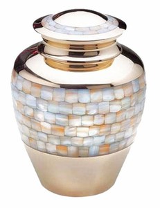 Urna de cremación para adultos de latón y nácar de la mayoría de las tendencias, urna de cremación funeraria calificada OEM ODM de alta calidad para humanos - Product Image 1
