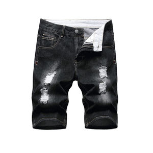 Pantalones cortos de mezclilla Ropa de calle para hombre Verano Moda personalizada Bolsillos sueltos Cintura media Transpirable Ropa de calle sólida con logotipo personalizado - Product Image 1