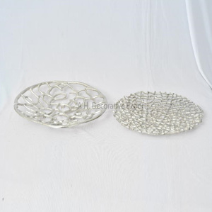 เงินสําเร็จรูปขนมเสิร์ฟถาดอลูมิเนียมรูปร่างใบช็อคโกแลตเสิร์ฟถาดชุด 2 ชิ้นสําหรับตกแต่งตาราง - Product Image 5