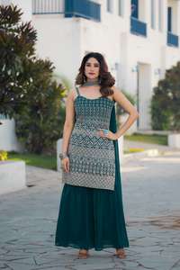 เย็บด้านบนและด้านล่างอย่างเต็มที่กับชุดปาร์ตี้ dupatta บาน Georgette ปักด้านบนกับด้านล่างและ dupatta - Product Image 2