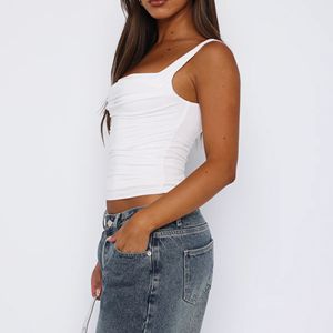 เสื้อยืดวินเทจ Boxy คอเหลี่ยมสำหรับผู้หญิงผ้าฝ้ายระบายอากาศโพลีเอสเตอร์ - Product Image 3