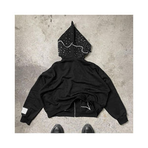 Cheap Custom Sublimation Rhinestone Oversize Multi Color Us Size 100% Cotton Fleece Full Zip Winter Eco-Friendly Hoodie - Product Image 3