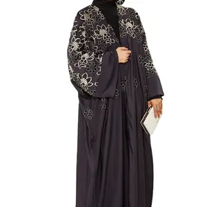 Middle East Abaya Black Wool Peach Women's Wear Female Dress Nida Fabric Muslim Arabic Morocco Islamic Dubai Thobe Robe