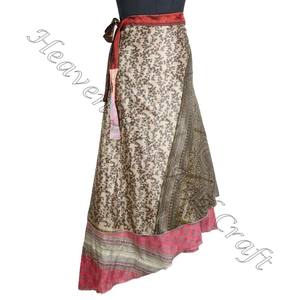 100 วิธีในการสวมใส่กระโปรงยาวแบบพัน 2 ชั้น ผ้าไหมมหัศจรรย์แบบกลับด้านได้ กระโปรงยาวแบบพัน กระโปรงพันรอบตัว 2 ชั้น ลายพิมพ์ - Product Image 1