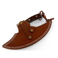 Couteau à pizza artisanal en acier Damas de qualité industrielle, tête de hache, manche en bois, étui en cuir, garantie 3 ans, personnalisable, haute qualité