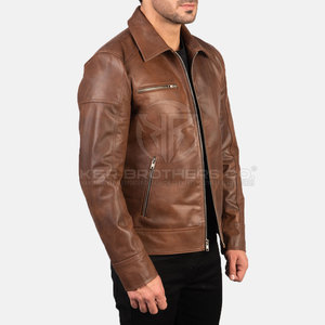 Veste en cuir à la mode pour hommes, manteau de motard coupe ajustée, vêtements d'extérieur décontractés pour hommes, veste d'hiver en cuir souple pour hommes - Product Image 2