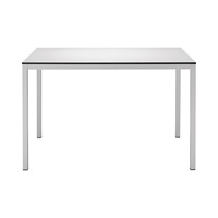 Table à manger rectangulaire 120x80 cm, plateau compact en stratifié, structure en acier galvanisé, pieds carrés, pour restaurant, café, terrasse extérieure