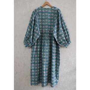 Handmade Cotton Hand Block Print Boho Maxi <b>Dress</b> <b>Women's</b> Summer Wear Breathable Washable Natural Eco-Friendly - Product Image 5