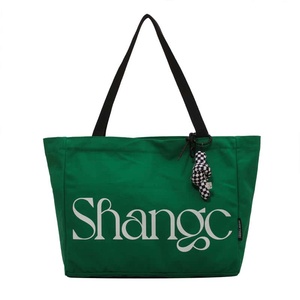 Cotton <b>Canvas</b> Tote Bag Minimalist Letter Print Large Capacity Open Top Women Shopping Bag Bulk - Product Image 4