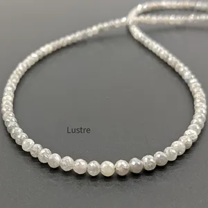 ลูกปัดเพชรสีขาวอัญมณีแบบหลวมสำหรับทำเครื่องประดับลูกปัดแบบ DIY ขนาด3-4.2มม. 15นิ้ว - Product Image 1