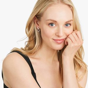 Pendientes de Aro con Diamantes de Corte Asscher de 0.75 CT en Oro Rosa de 14K/18K, Diseño Geométrico Religioso de Moda, Chapados en Rodio con Circonita - Product Image 3