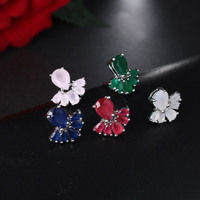 Quantité minimale de commande 2 pièces en gros femmes bijoux géométrie émeraude ventilateur classique Vintage mode bijoux boucles d'oreilles