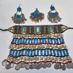 Ensemble de bijoux personnalisé pakistanais indien afghan pour femmes ensemble de boucles d'oreilles et collier fait main antique vente en gros - Product Image 3
