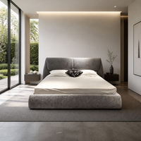 Tête de lit moderne de luxe italienne modulaire confortable à dossier pliant, en tissu texturé de qualité supérieure, avec cadre en bois de mélèze importé, taille King Size