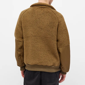 Chaqueta de Forro Polar Sherpa Personalizada para Hombre, de Alta Calidad, con Bolsillos, Cuello Alto, Cierre de Cremallera, Decoración de Piel, Ropa de Calle al por Mayor - Product Image 3