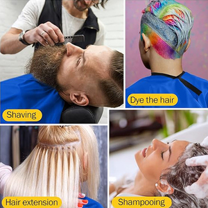 Casquette de coiffeur unisexe avec logo personnalisé de haute qualité Capes de salon en polyester bleu marine imperméable à l'eau Capes de coiffeur à la mode Robe de coiffeur - Product Image 6