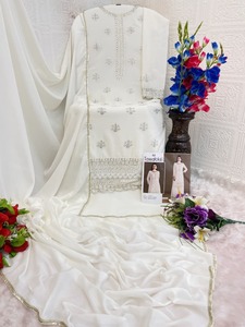 Nuevo Traje de Diseñador con Top de Georgette y Sharara, Salwar Kameez Cosido para Fiestas - Product Image 2