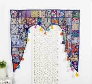Banjara-cenefa de ventana hecha a mano para colgar en la puerta, cortina Bohemia bordada, tapiz de pared de retazos, puerta India - Product Image 5