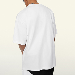 Camiseta en blanco de algodón de gran tamaño, Camiseta de cuello redondo para hombre, camiseta blanca de peso pesado para hombre - Product Image 3