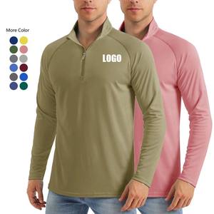 Customized High Quality Quarter Zip Stand Collar Polo Breathable Lightweight Fishing Hiking Camping <b>Outdoor</b> Polo Shirt for Men - Product Image 1