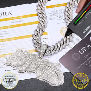 Pendentif en argent 925 Moissanite de luxe unisexe avec nom personnalisé de haute qualité Collier pour hommes et enfants Cadeau de bijoux Hip Hop - Product Image 5