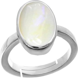 7,00 quilates alemán plateado Natural AA ++ calidad Blanco ópalo fuego anillo astrológico piedra preciosa anillo mujeres hombres plata ajustable - Product Image 1