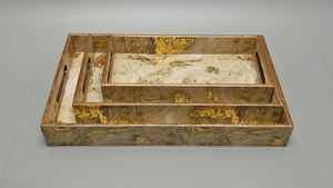 Classic Art Enamel Printed <b>Wooden</b> Tray Set Stylish Serving Trays with Elegant Plant Pattern for Decorative and Functional Use - Product Image 3