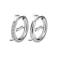 Anneau de piercing segmenté articulé en titane ASTM F136 avec zircon, 16G, pour bijoux corporels pour enfants, piercing de nez et de septum