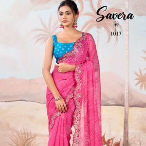 Designer Superbe Mariage Traditionnel Pakistanais Ethnique Fantaisie Sari Belle Soie Douce Georgette Haute Qualité Party Wear Saree - Product Image 1