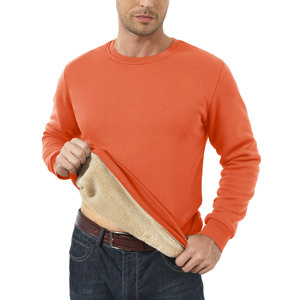 Meilleure qualité hommes 100% coton polaire pull sweats Sherpa doublé basique hauts chaud col rond hiver basique hauts teint uni - Product Image 6