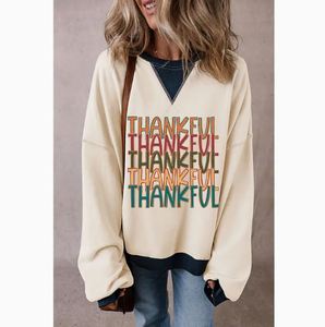 Streetwear élégant vente en gros graphique reconnaissant Colorblock bord surdimensionné Thanksgiving sweat coton coréen MS-SS-1055 - Product Image 1