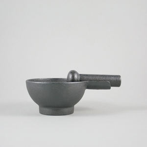 Mortier et pilon en métal argenté Outil de cuisine - Product Image 4