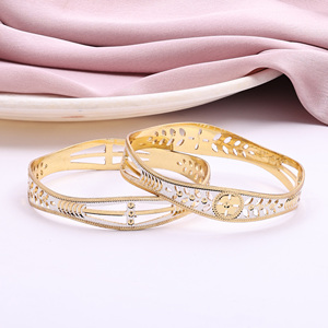 Bracelets CNC remplis d'or bicolore en gros, bracelets traditionnels plaqués or bicolore, bracelets de mode, bracelets bicolores à la mode. - Product Image 2