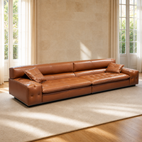 Luxuriöses Cognac-Leder Chesterfield-Sofa Modernes 4-Sitzer Polstersofa für Apartment Wohnzimmer Hotel Villa Möbel