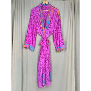 Recycled Silk Sari Women's Boho Chic Vintage <b>Beach</b> Cover Dress Robe for Resort Wear Gypsy House <b>Kimono</b> for Lounge Swimsuit Up's - Product Image 3