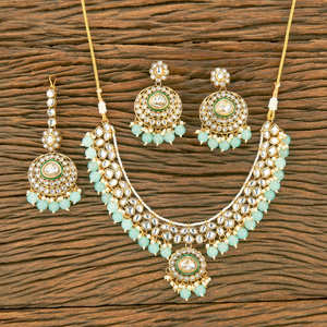ขายส่งเครื่องประดับประดิษฐ์ของชุดสร้อยคอลูกปัดสไตล์อินโดตะวันตก Kundan พร้อมการชุบทอง - Product Image 2