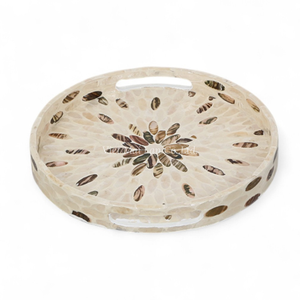 Plateau de service artisanal en nacre, incrustation de coquillages naturels, plateau écologique pour la table - Product Image 1