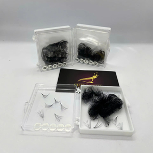 Handmade 10D Promade <b>Fans</b> Pointy Base Eyelash Extensions D Curl 0.05mm Short Stem <b>Premade</b> Volume <b>Lashes</b> Custom Logo Supplier - Product Image 1
