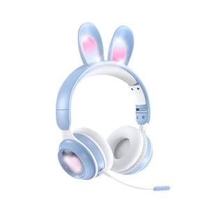 Audífonos Myrva con Orejas de Conejo, Color Azul, con Micrófono, para Niños, Uso en Exteriores - Product Image 1
