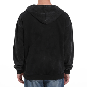 Logo personnalisé de haute qualité Vintage broderie surdimensionnée Streetwear sweat à capuche ourlet recadrée patché vintage lavage à l'acide sweats à capuche zippés - Product Image 4