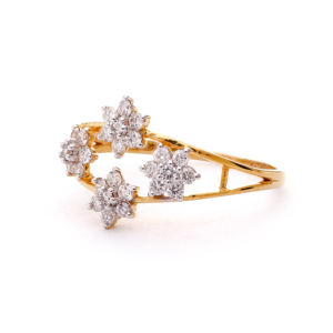 แหวนเพชรทรงดอกไม้หรูหราประดับดาวทอง แหวนทรงดอกไม้เจียระไนแบบบริลเลียนท์สำหรับผู้หญิง เครื่องประดับสำหรับงานหมั้นและวันครบรอบ - Product Image 6