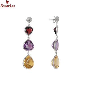 Top qualité meilleure vente usine faite 925 argent sterling améthyste multi pierre boucle d'oreille en gros bijoux lot Jaipur bijoux - Product Image 3